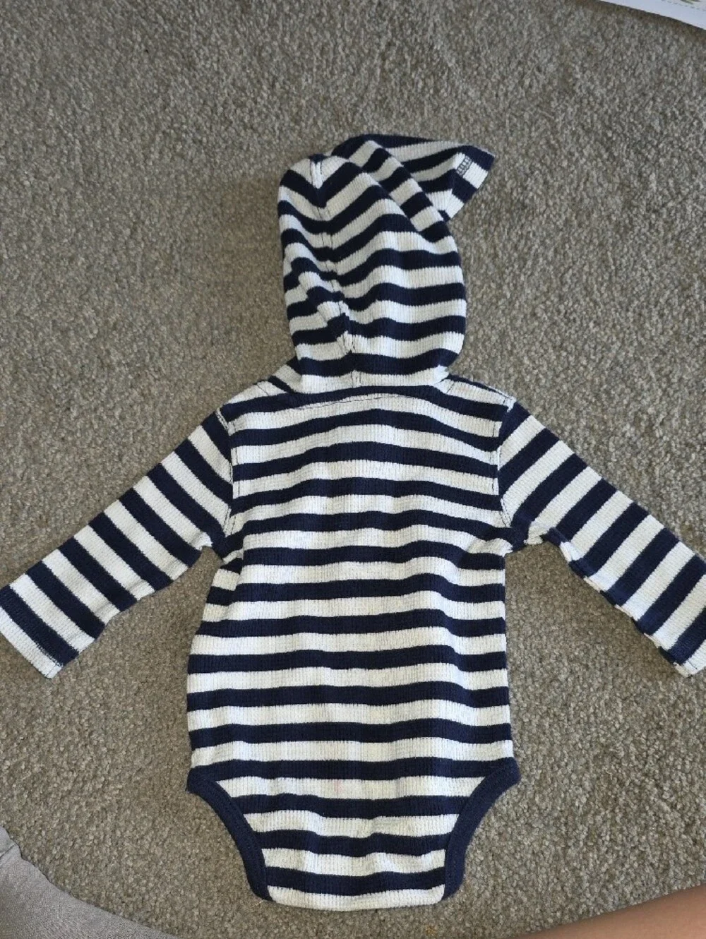 Striped Hooded Baby One-Piece in Navy and White with Orange Detroit TIGERS